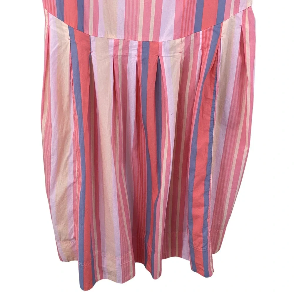 Free People NWT Primavera Cotton Tie Straps Stripe Midi Dress in Pink Size Large